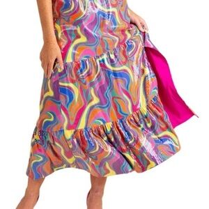 Alden Adair Multicolor Swirl Wonderland Sequin Maxi Skirt, NWT